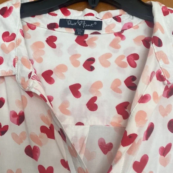 Shirt blouse in pink and red heart size 1X - Picture 2 of 5
